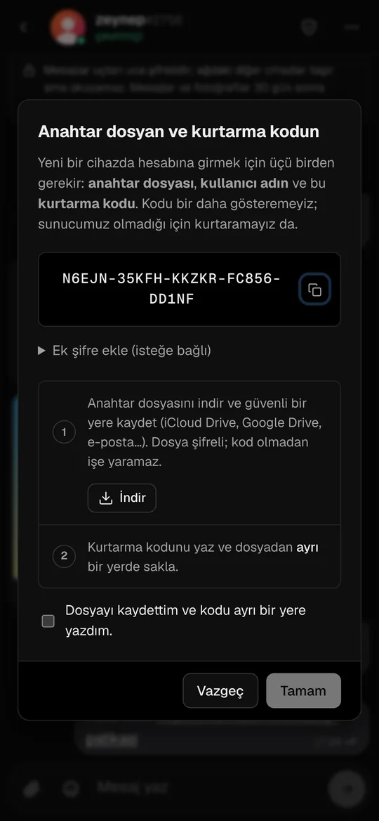 Key file and recovery code